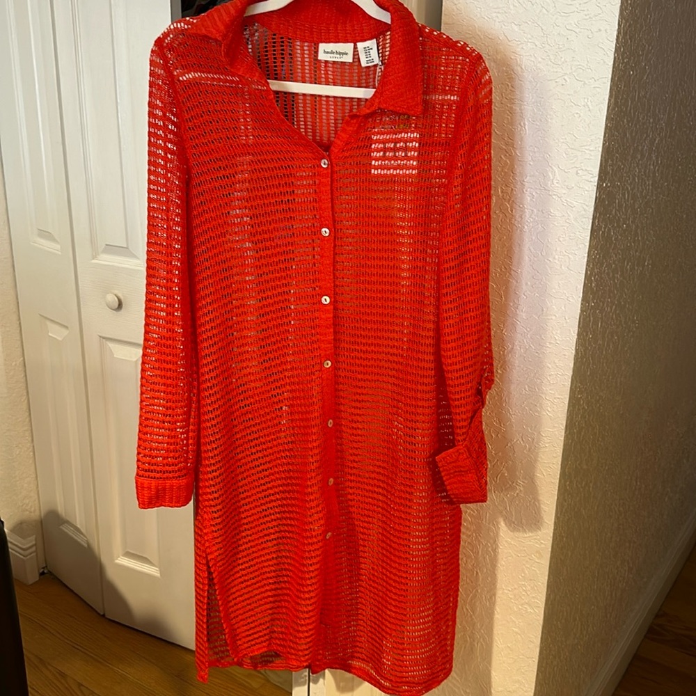 Haute Hippie orange beach coverup Sz Medium NWT